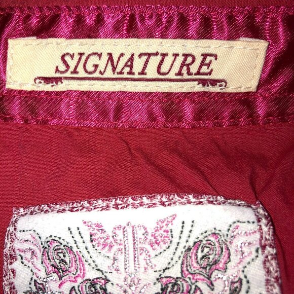 Roar Signature Embellished Y2K Red Button Up Shirt Size XS Heart Pockets - Picture 7 of 11